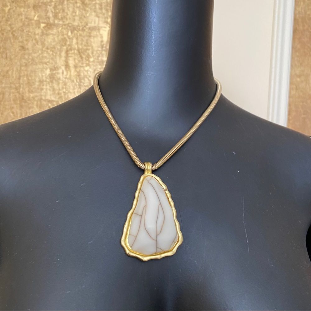 Adolfo Dominguez gold with white stone necklace - Picture 2 of 6